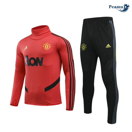 Tuta Calcio Manchester United Rosso/Nero Collo Alto 2019-2020