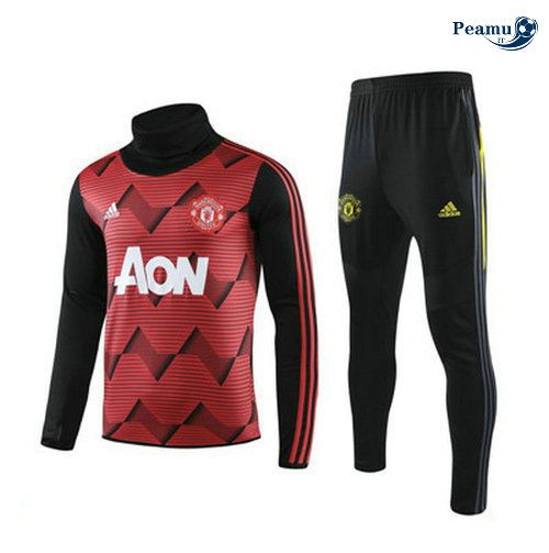 Tuta Calcio Manchester United Rosso/Nero Rayon Collo Alto 2019-2020