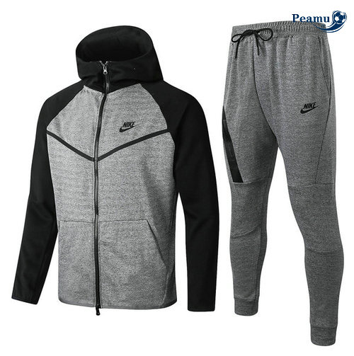 Tuta Calcio - Giacca con cappuccio Nike Grigio/Nero manche Tech Fleece 2020-2021