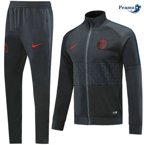 Tuta Calcio - Giacca PSG Nero/Grigio 2019-2020 Collo Alto
