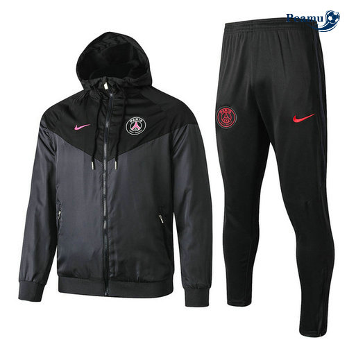 Tuta Calcio - Giacca con cappuccio A Vento PSG Nero 2019-2020