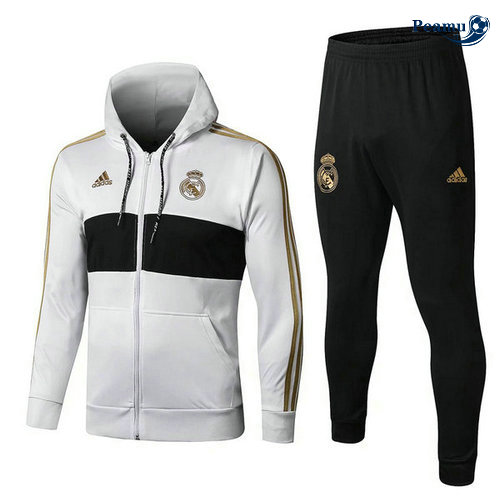 Tuta Calcio - Giacca con cappuccio Real Madrid Bianco/Nero 2019-2020