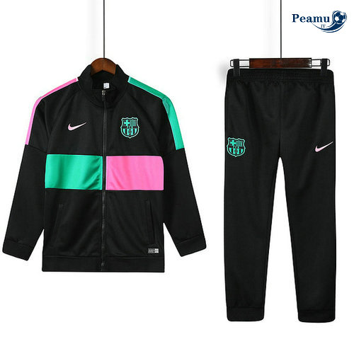 Tuta Calcio - Giacca Barcellona Bambino Nero Rosa/Verde 2019-2020