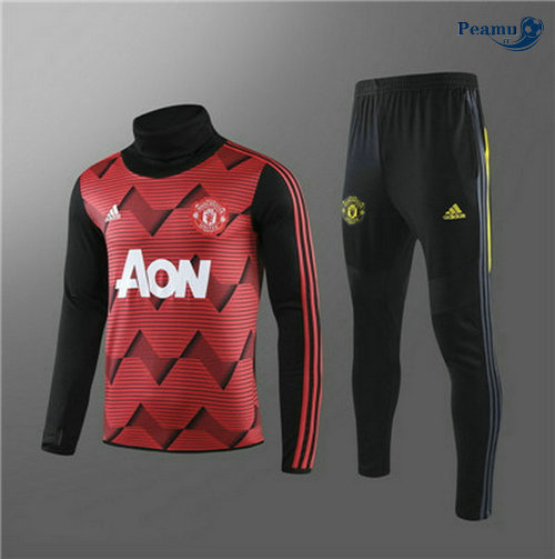 Tuta Calcio Manchester United Bambino Rosso/Nero Rayon Collo Alto 2019-2020