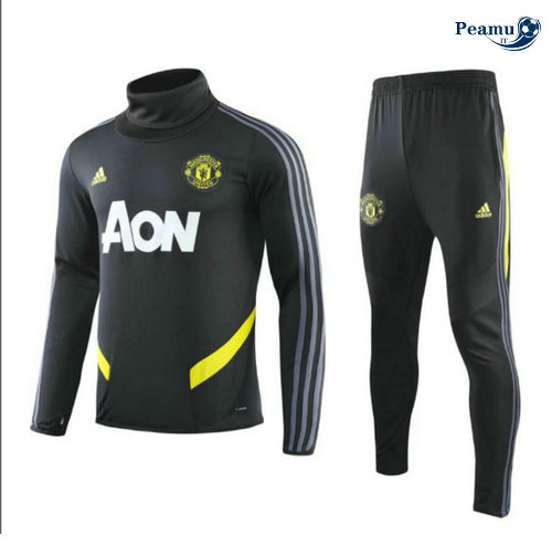 Tuta Calcio Manchester United Bambino Nero/Giallo Collo Alto 2019-2020
