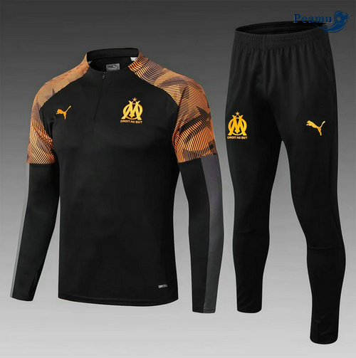 Tuta Calcio Marsiglia Bambino Nero/Arancione 2019-2020