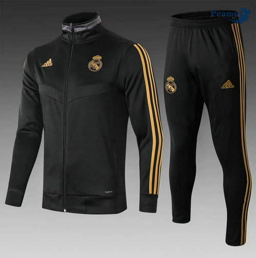 Tuta Calcio - Giacca Real Madrid Bambino Nero 2019-2020 Collo Alto