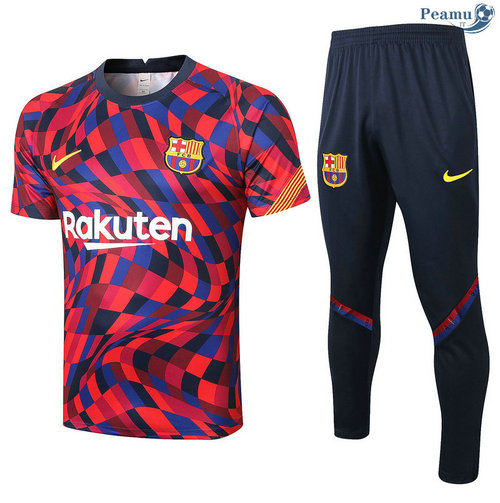 Kit Maglia Formazione Barcellona + Pantaloni Viola/Rosso Rayon 2020-2021