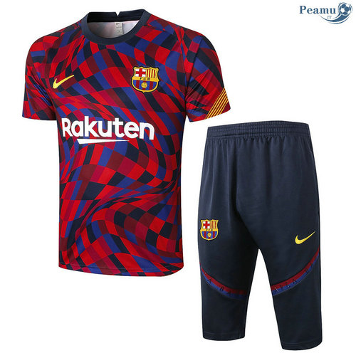 Kit Maglia Formazione Barcellona + Pantaloni 3/4 Viola/Rosso Rayon 2020-2021