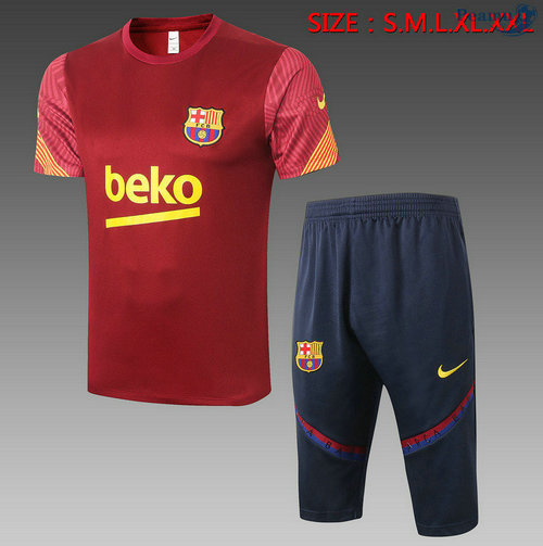 Kit Maglia Formazione Barcellona + Pantaloni 3/4 Claret 2020-2021