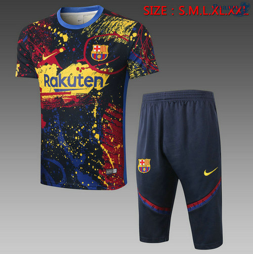 Kit Maglia Formazione Barcellona + Pantaloni 3/4 Verde Neroâtre 2020-2021