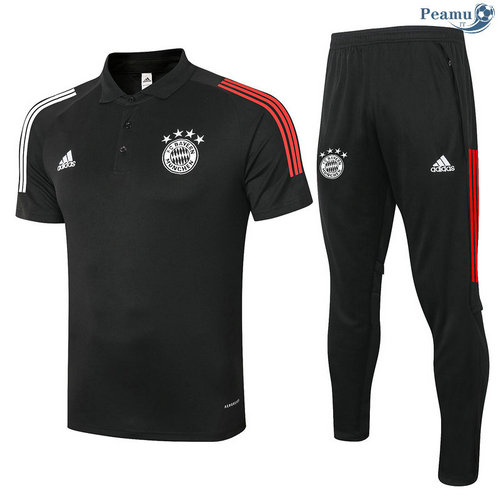 Kit Maglia Formazione Polo Bayern Monaco + Pantaloni Nero 2020-2021