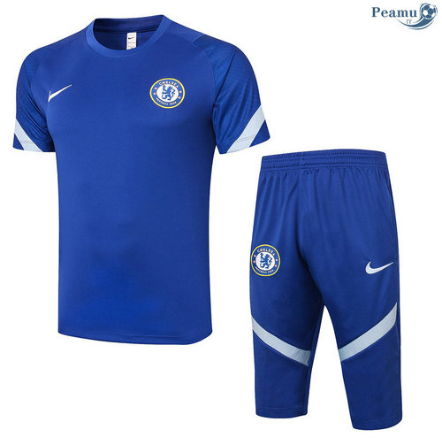 Kit Maglia Formazione Chelsea + Pantaloni 3/4 Blu 2020-2021