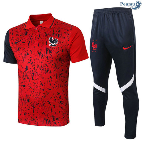 Kit Maglia Formazione Polo Francia + Pantaloni Rosso 2020-2021