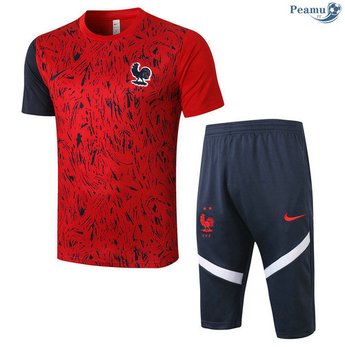 Kit Maglia Formazione Francia + Pantaloni 3/4 Rosso 2020-2021