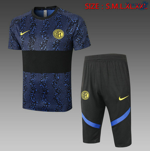 Kit Maglia Formazione Inter Milan + Pantaloni 3/4 Blu/Nero 2020-2021