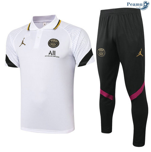 Kit Maglia Formazione Polo Jordan + Pantaloni Bianca 2020-2021