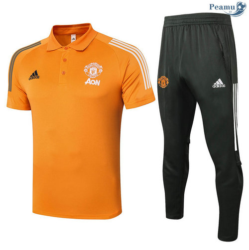 Kit Maglia Formazione Polo Manchester United + Pantaloni Arancia 2020-2021