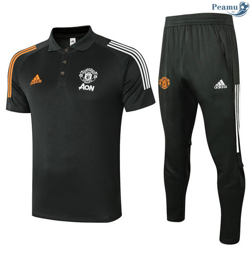 Kit Maglia Formazione Polo Manchester United + Pantaloni Grigio scuro 2020-2021