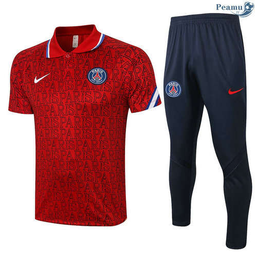 Kit Maglia Formazione Polo PSG + Pantaloni Rosso Paris 2020-2021
