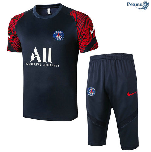 Kit Maglia Formazione PSG + Pantaloni 3/4 Blu Navy/Rosso 2020-2021