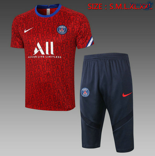 Kit Maglia Formazione PSG + Pantaloni 3/4 Rosso 2020-2021