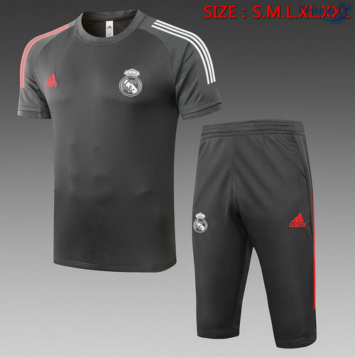 Kit Maglia Formazione Real Madrid + Pantaloni 3/4 Grigio scuro 2020-2021