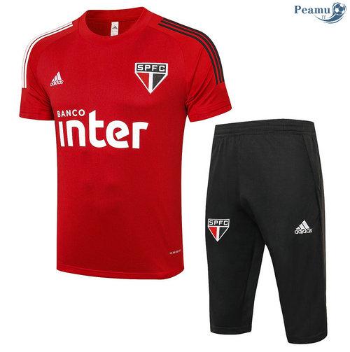 Kit Maglia Formazione Sao Paulo + Pantaloni 3/4 Rosso 2020-2021