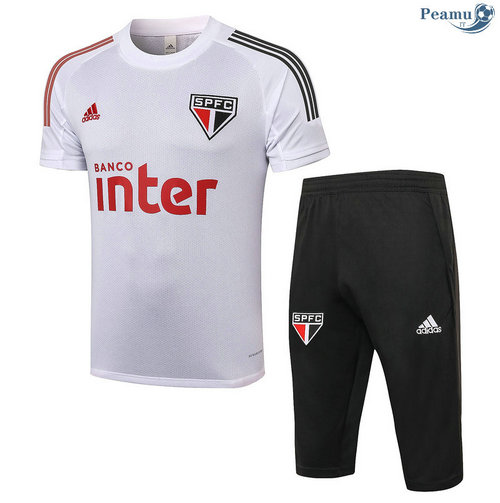 Kit Maglia Formazione Sao Paulo + Pantaloni 3/4 Bianca 2020-2021
