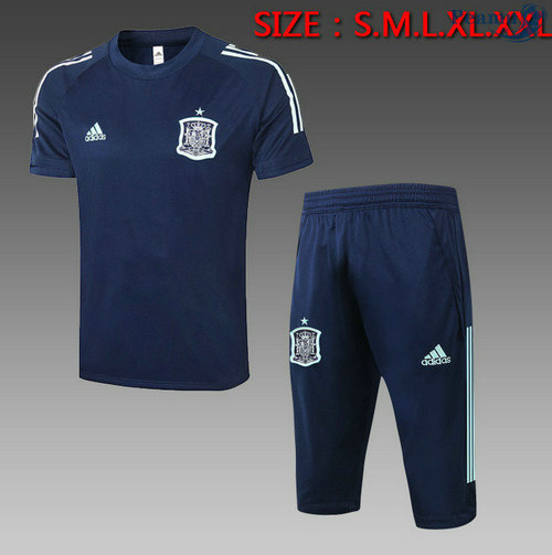 Kit Maglia Formazione Spagna + Pantaloni 3/4 Blu Navy 2020-2021