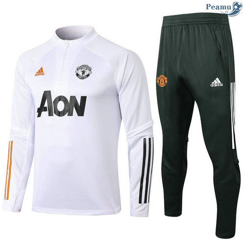 Tuta Calcio Manchester United Bambino Bianca 2020-2021